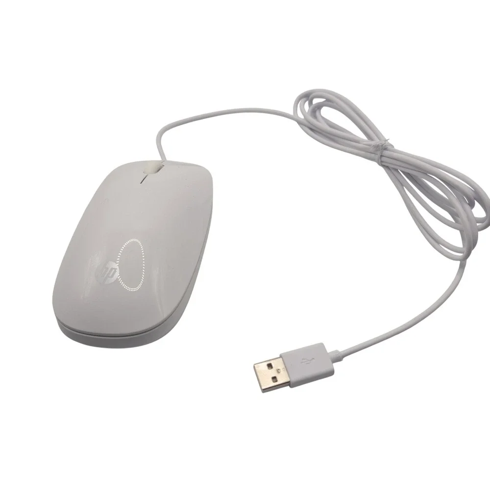 HP Optical Mouse White 853238-001 Wired USB 3-Button Scroll Wheel Ergonomic